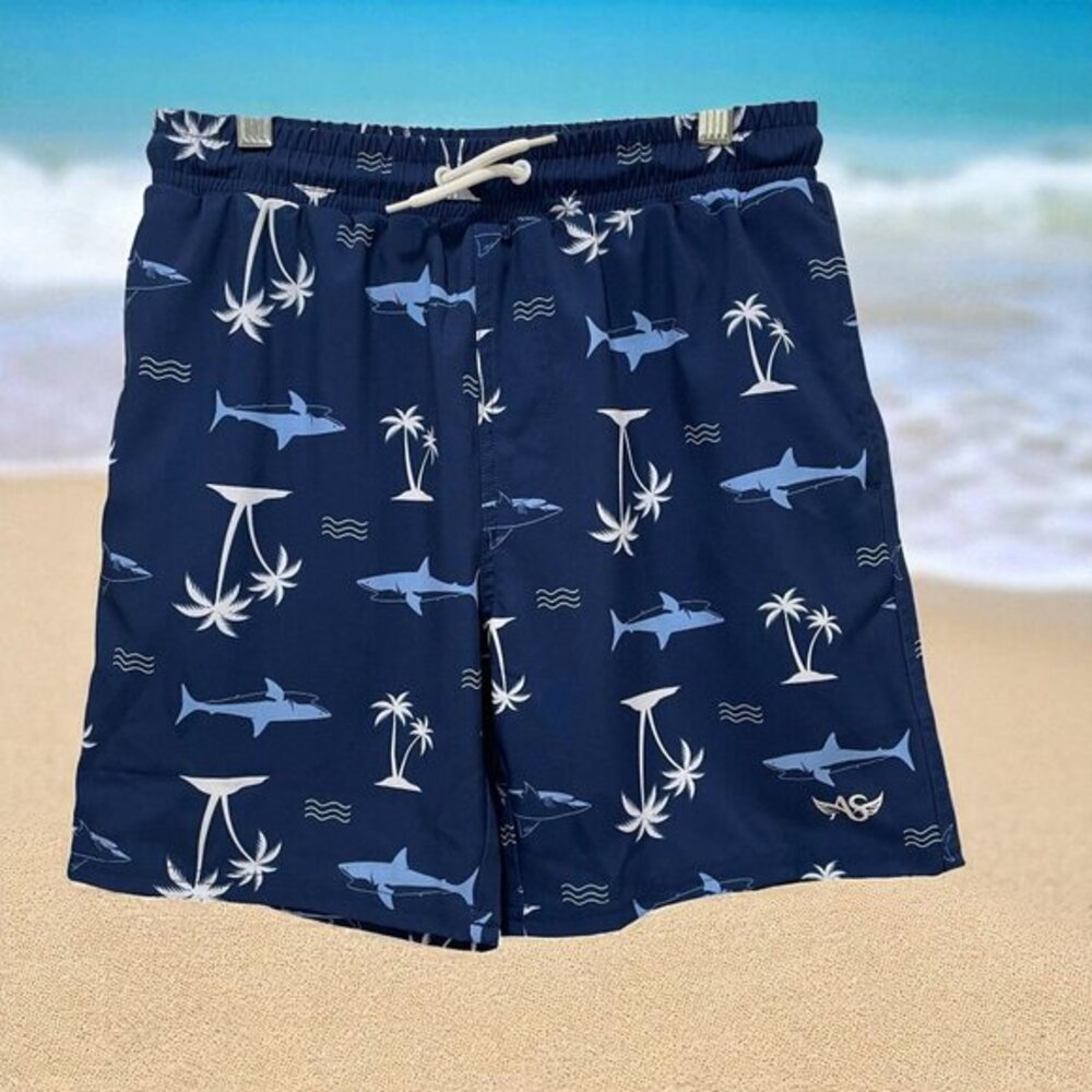 Angel Season Boys Shark Swim Trunks Size 11 12 Blue Board‎ Shorts Summer Beach
